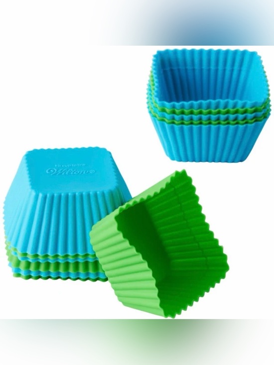 Wilton Other - Wilton Silicone Reusable Square Baking Cups - Blue & Green 12 Total Cooking